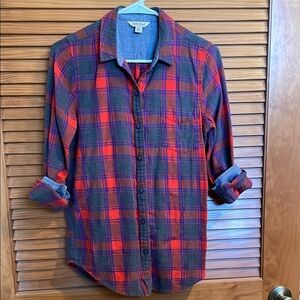 Lucky Brand flannel - navy, grey, red